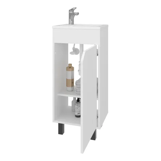 Mueble De Baño A Piso Bethel 40 86x39,6x34,5 Rta Cantidad De Agujeros Para Grifería Un Agujero Bacha Blanco Mueble Blanco
