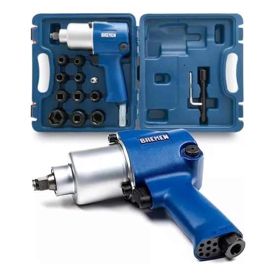 Llave Pistola Impacto Neumática Bremen 1/2 760nm + Kit 15pz