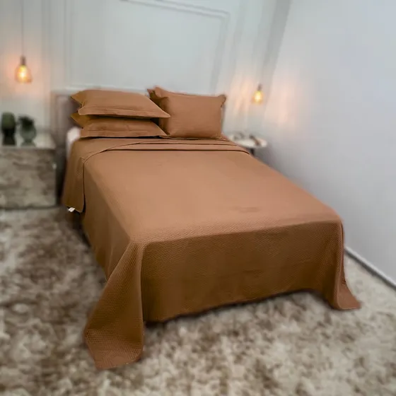 Colcha Cobre Leito King Size Matelado Dupla Face 3 Pç Hotel