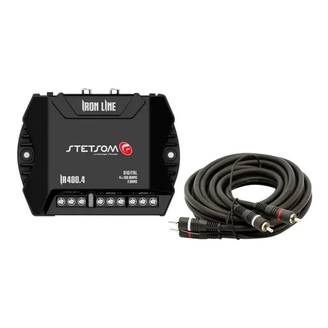 Modulo Stetsom Ir 400.4 400w Rms 2ohms Com Cabo 2+2 Rca 3 Mt
