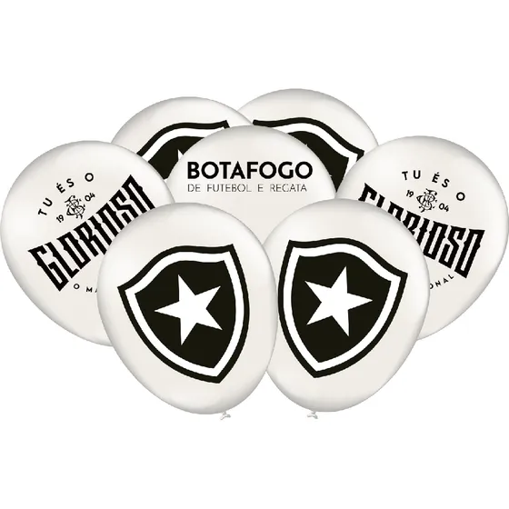 Bexiga Balões Tema Nº 9 Botafogo Fogão Branco - 25 Unid