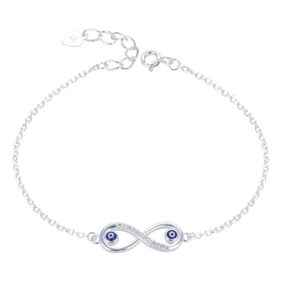 Pulsera Plata 925 Zircones Infinito Ojo Turco Cubic Regalo 