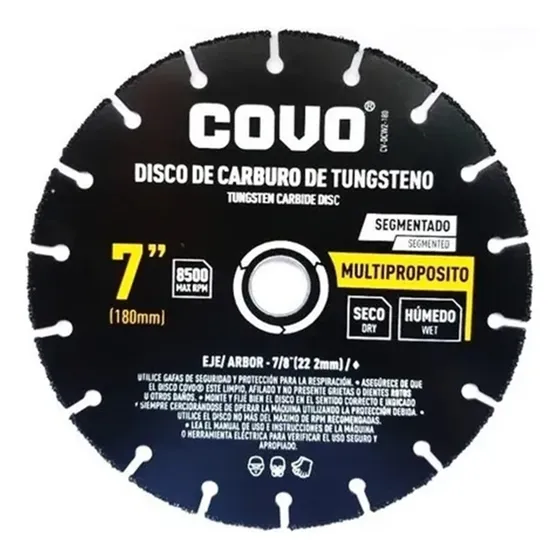 Disco Carburo De Tungsteno 7 X 7/8 Pulgada Multipropósito
