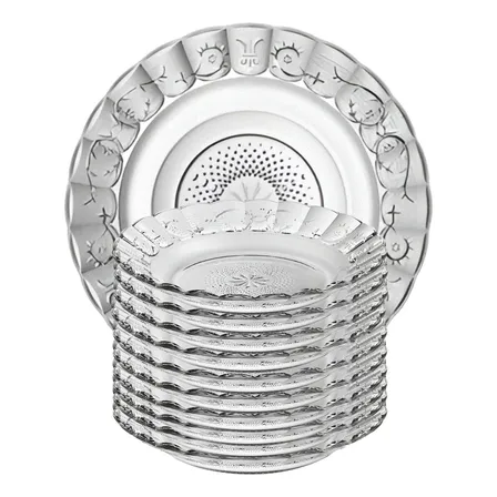 Jogo De Prato Fundos Transparente Egípcios Completo 12peças