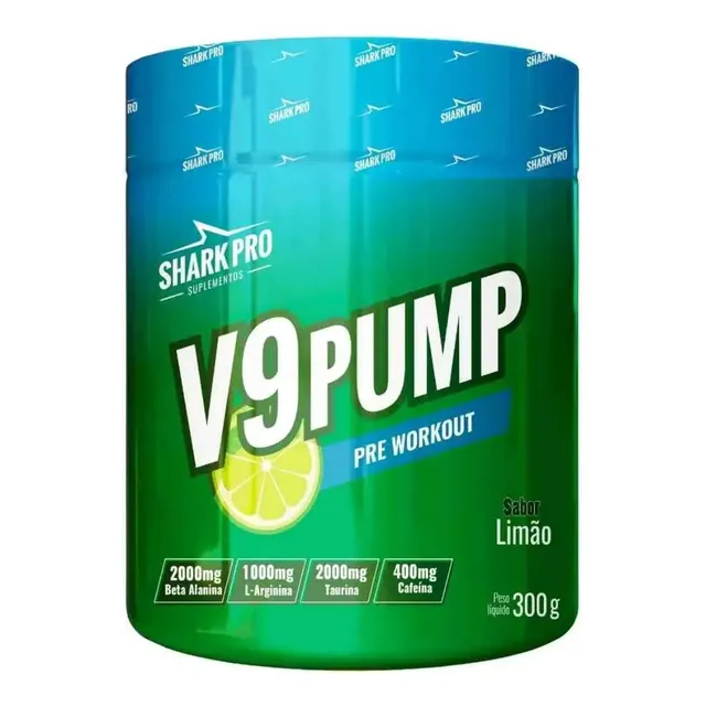 Pré-treino V9 Pump Pote 300g Shark Pro Refrigerante De Limão