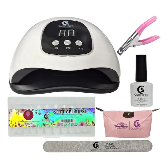 Kit Lampara + Uñas Soft Gel + Lima + Guillotina + Base Coat