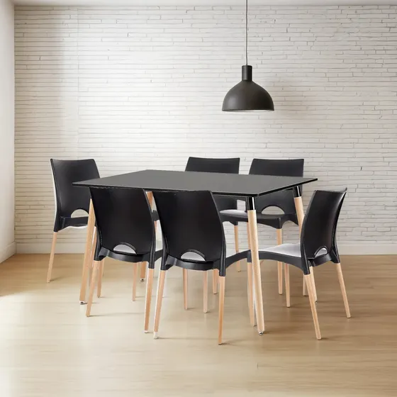 Juego De Comedor Mesa Eames 120x80 + 6 Sillas Cannes