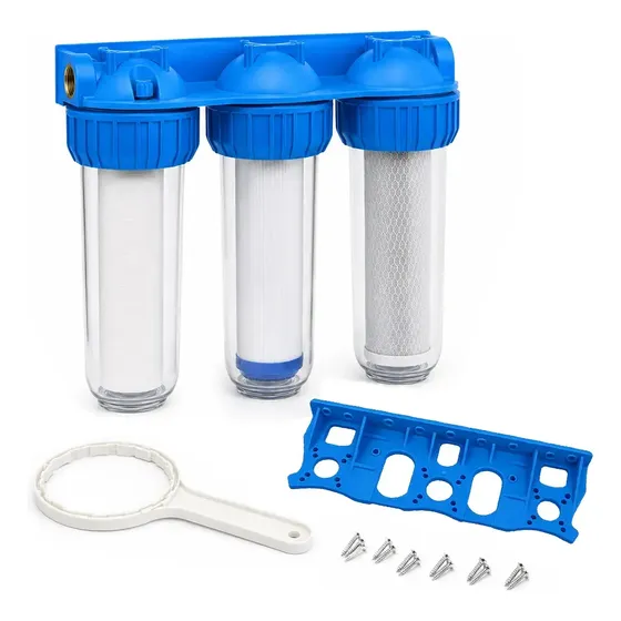 Filtro Agua Triple Anti Sarro Ablandador 10 Pulgadas Azul