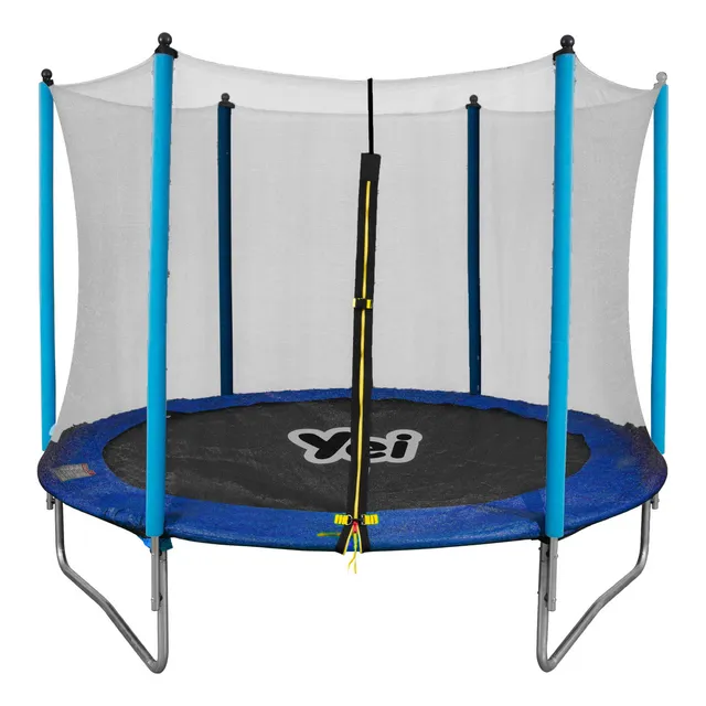 Yei Brincolin Trampolin Infantil 8 Pies Reforzado Red Seguridad Lona de salto Negra Cobertor de resortes Azul