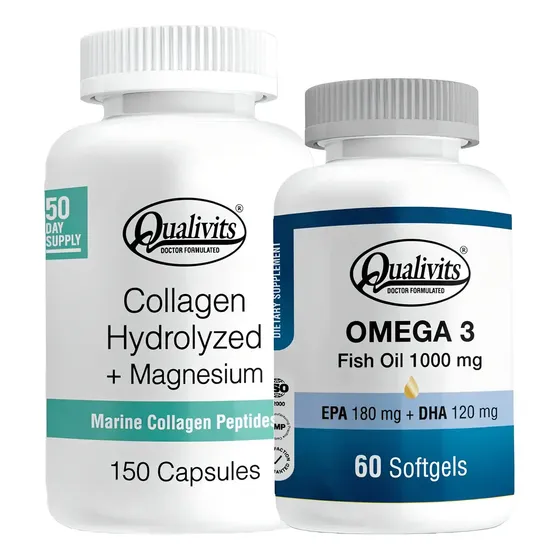 Colágeno Hidrolizado Marino con Magnesio y Omega 3 Qualivits Sin Sabor 210g | Cuotas sin interés