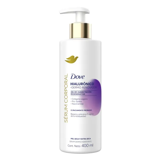 DOVE Sérum Corporal Hialurónico Dermo Renovador, para el cuidado de la piel seca y extra seca, repara y previene 5 signos de la resequedad