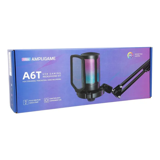 Micrófono Fifine Ampligame A6t Usb (soporte De Brazo) White