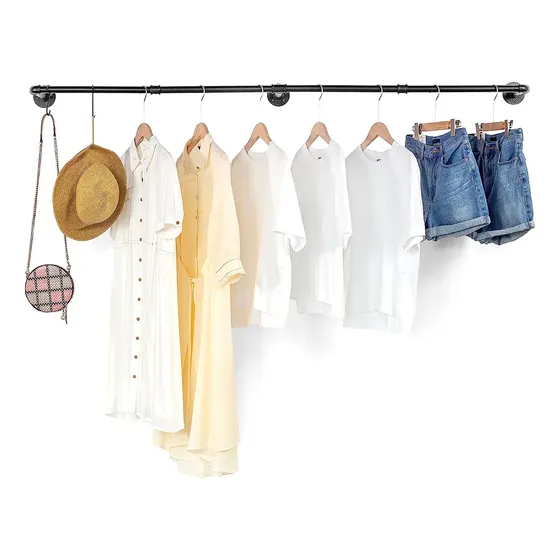 Perchero De Pared Estante De Metal Para Ropa De 184cm