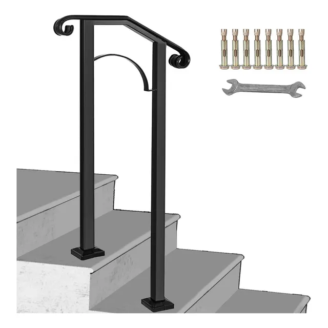Vevor Barandal De Pasamanos De Escaleras 1 O 2 Pasos De Arco Color Negro