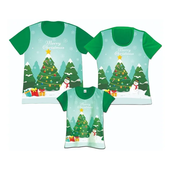 Franela Set 3 Familia Papa Mama Hija Navidad Poliester