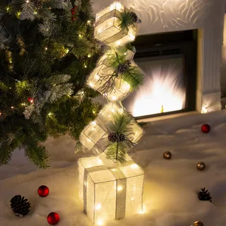 Juego De 4 Cajas De Regalo Con Iluminación Navideña Hourleey Juego De 4 Cajas De Regalo Con Iluminación Navideña Hourleey