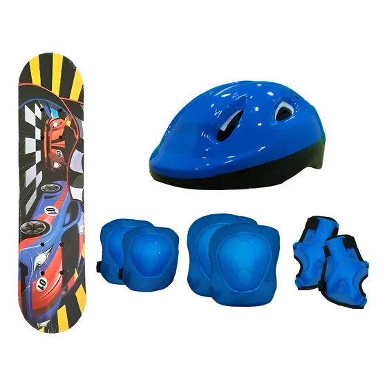 Skate Patineta Infantil  Niños + Casco + Protectores Set