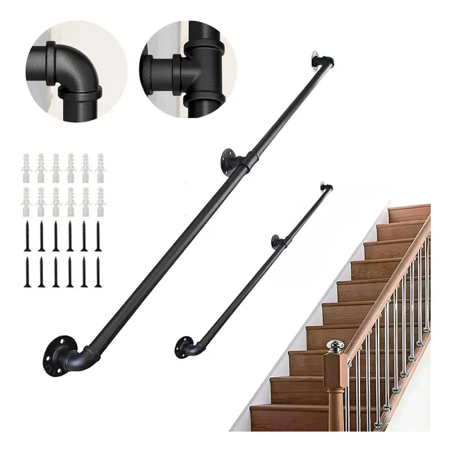Barandal De Pasamanos Negra De 201cm Escaleras Profesionales