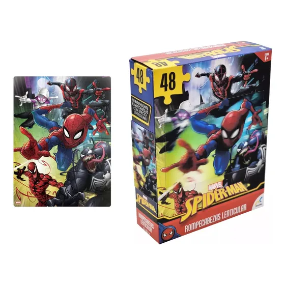 Rompecabezas Lenticular Spider Man 48 Pcs 3d Marvel Puzzle