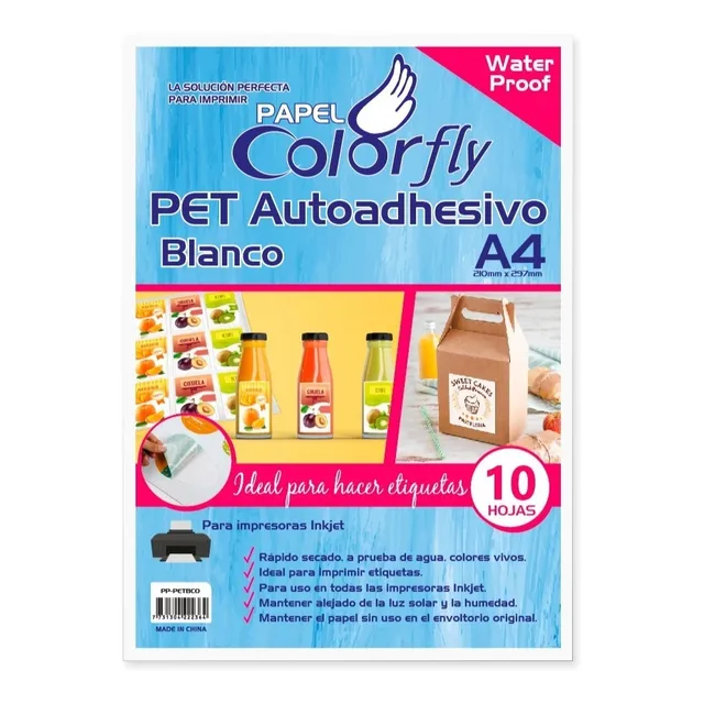 Papel Pet Blanco A4 10 Hojas Vidrio Ceramica Etc Blanco