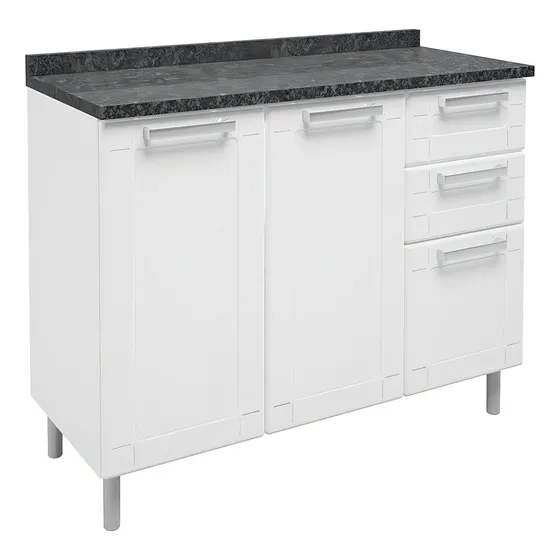Balcão Cozinha Em Aço Bertolini Múltipla 3 Portas 2 Gavetas Cor Branco