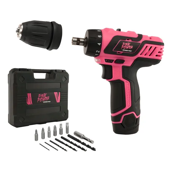 Taladro Atornillador 12v Pink Power By Dowen Pagio 9990530 Color Rosa Frecuencia 50/60
