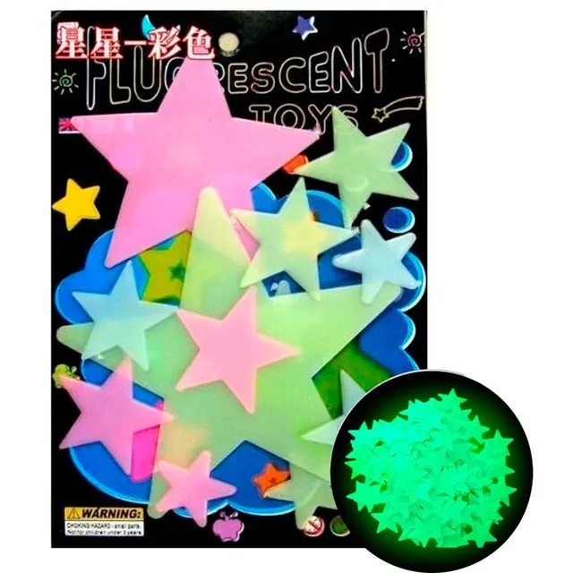 Estrelas Grandes Fluorescentes Coloridas Brilham Escuro Teto