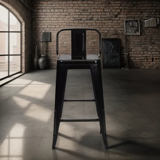 Banqueta Alta Iron Tolix Stool 66cm Encosto Aço Resistente