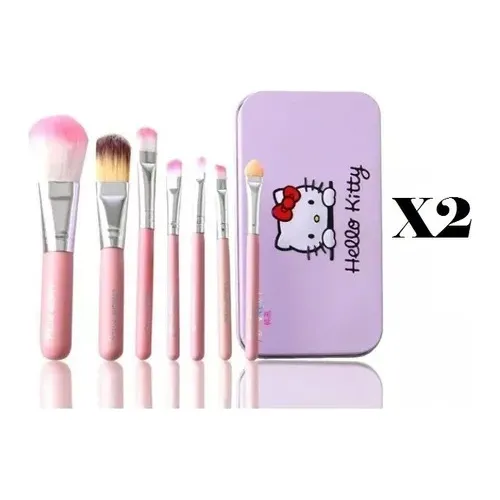 Set De Brochas Hello Kitty 7 Brochas Estuche De Metal