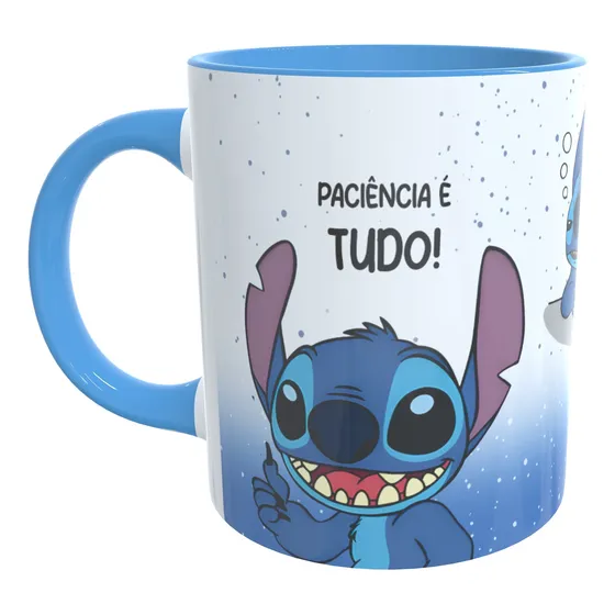 Caneca Colorida Paciência Que Não Tenho Stitch + Caixinha