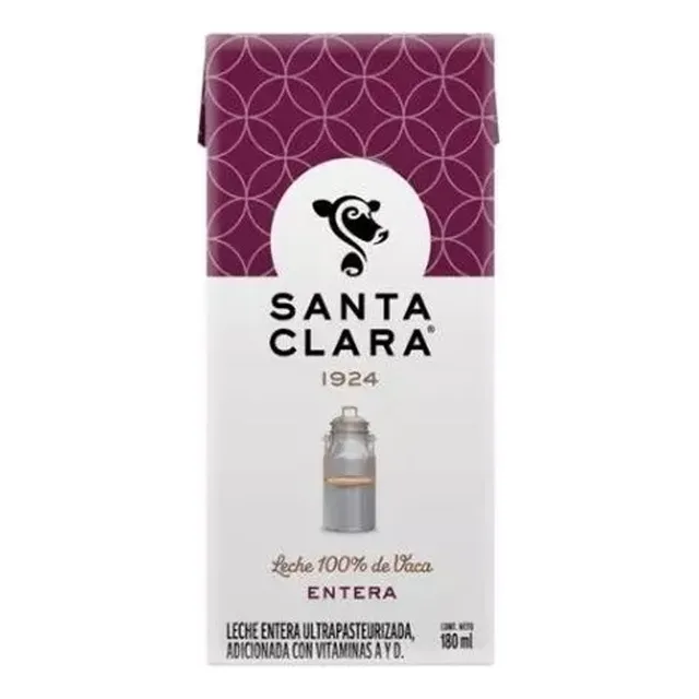 6 Piezas Leche Entera Santa Clara 180 Ml