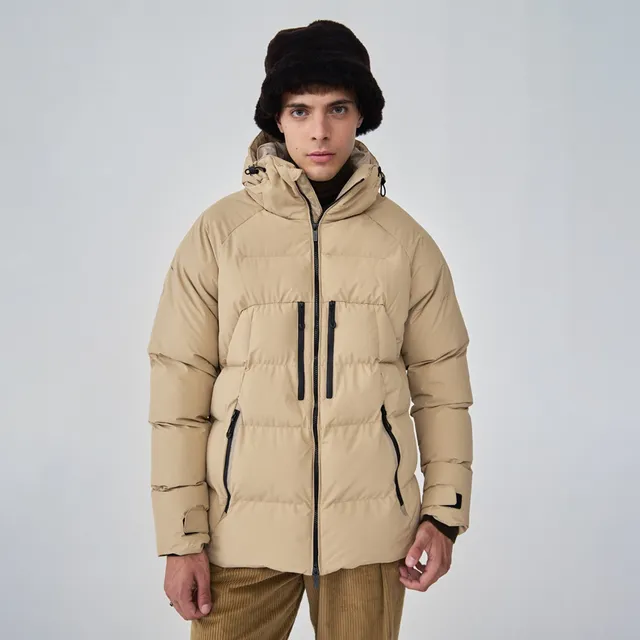 Campera Parka Inflada De Hombre Con Capucha Impermeable