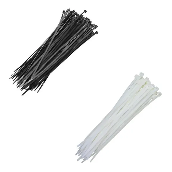 Kit 100 Abraçadeira Nylon Enforca Gato Preta Branca 2,5x100