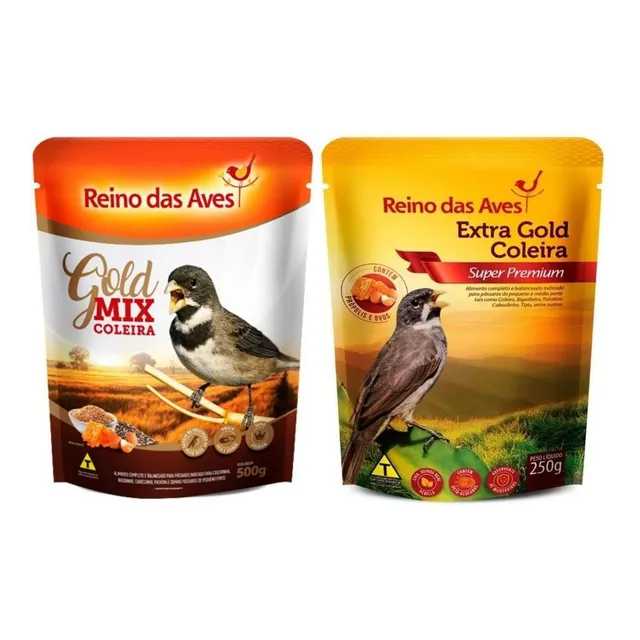 Kit Coleiro - Mix Sementes + Ração Extra Gold Reino Das Aves