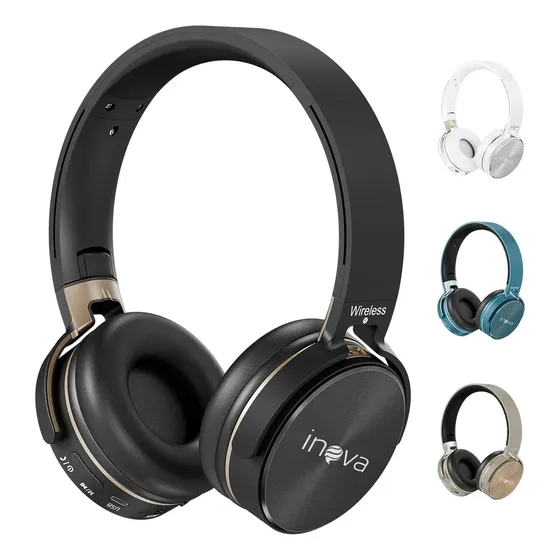 Fone De Ouvido Bluetooth Sem Fio Regulável Graves Potentes Com Microfone E Redução Ruíde Todos Os Celulares Notebook Tablet Música Corrida Academia Treino - Preto