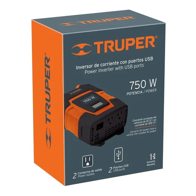Inversor De Corriente Truper® Con Usb, 750 W, 10490