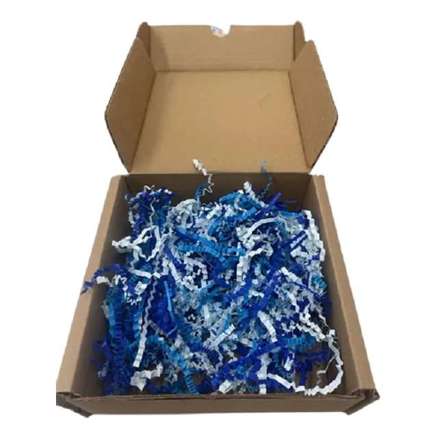Papel Tiras Azules Relleno Triturado Zigzag Decorativo 300 G