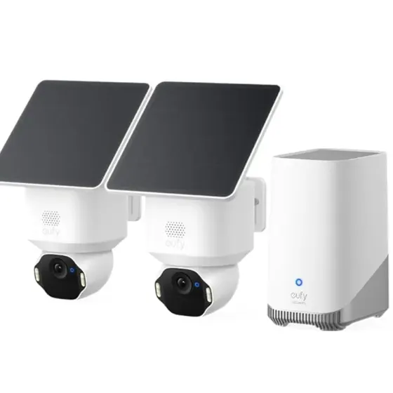 Eufy Security Solocam E42 Kit 2 Cámaras, Cámara De Seguridad Exterior Solar Mejorada 4k, 4mp, Inalámbrica, Reconocimiento Movimiento Ia, Pan&tilt, Reconocimiento Facial, Homebase3 Almacenamiento Local
