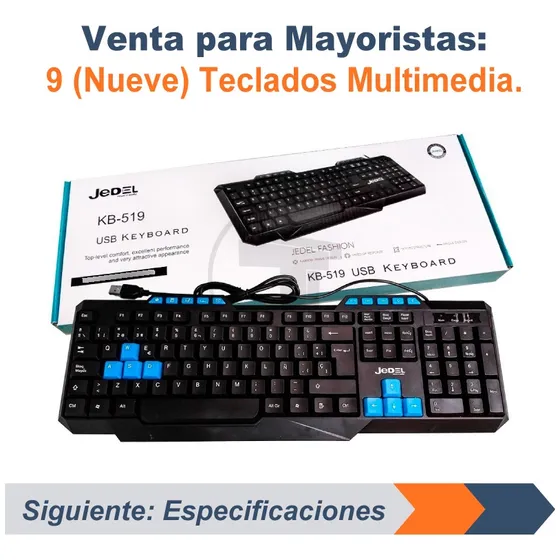 Nueve (9) Teclados Usb Al Mayor Pc Gamer Español Membrana