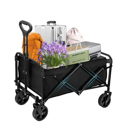 Carrinho Feira Dobrável Multiuso 150l,suporta 100kg,leve 4kg Preto