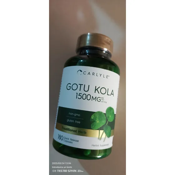 Centella Asiática 1500mg Libre De Gluten 180 Tabletas