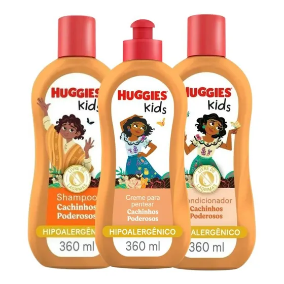 Kit Banho Huggies Cachos Shampoo, Cond E Creme Pentear 360ml