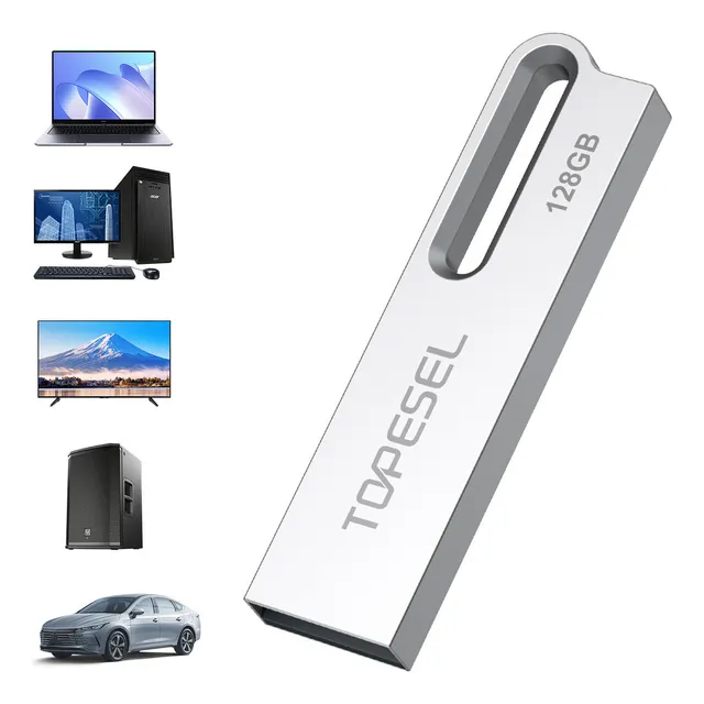 Memoria Usb Topesel 128gb 2.0 Plateada Color Plateado