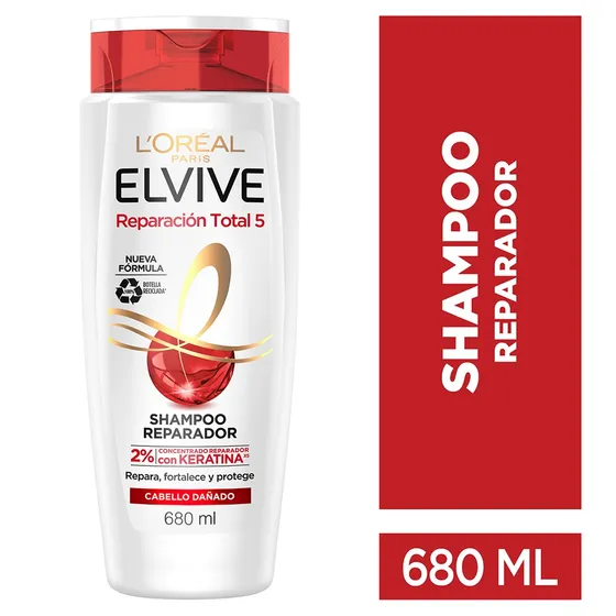 Shampoo Reparación Total 5 680ml Elvive Repara Fortalece Y Protege