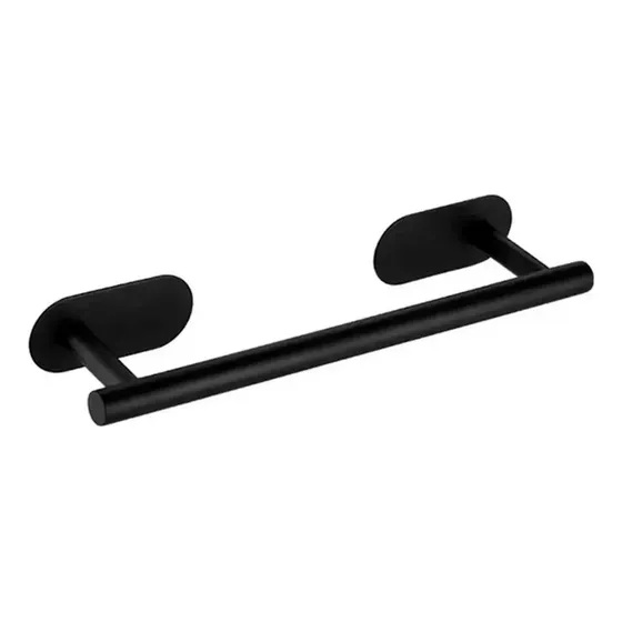 Toallero Barral Adhesivo Para Baño 40cm Acero Inoxidable Negro Mate Con Cinta 3m, Anticorrosivo Y Sin Taladro