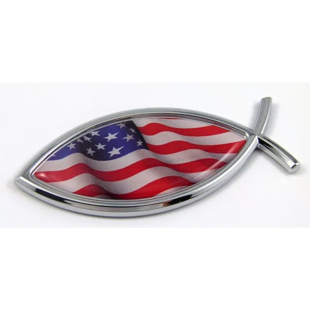 Calcomanías De Cromo De Automóviles De Jesús Fish Usa Bigle