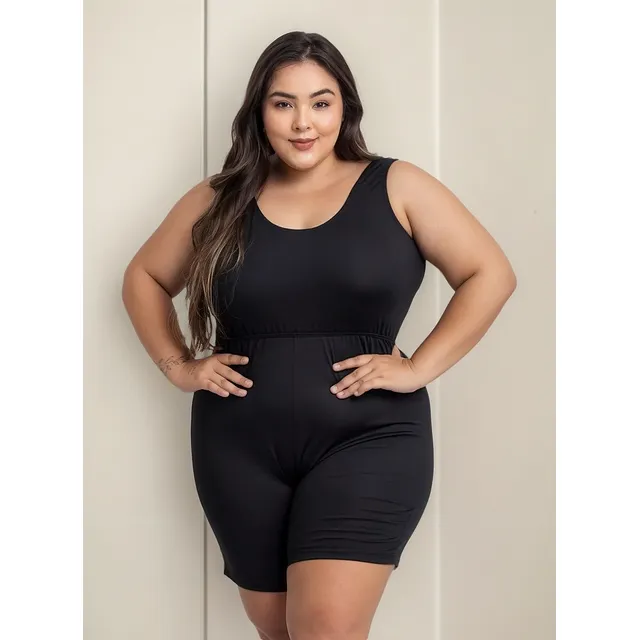 Maio Macaquinho Plus Size Hidroginástica E Natação Promoção!