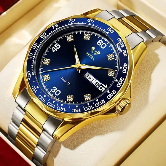 Vetra Relógio Masculino Relogio A Prova D'água Aço Azul B503