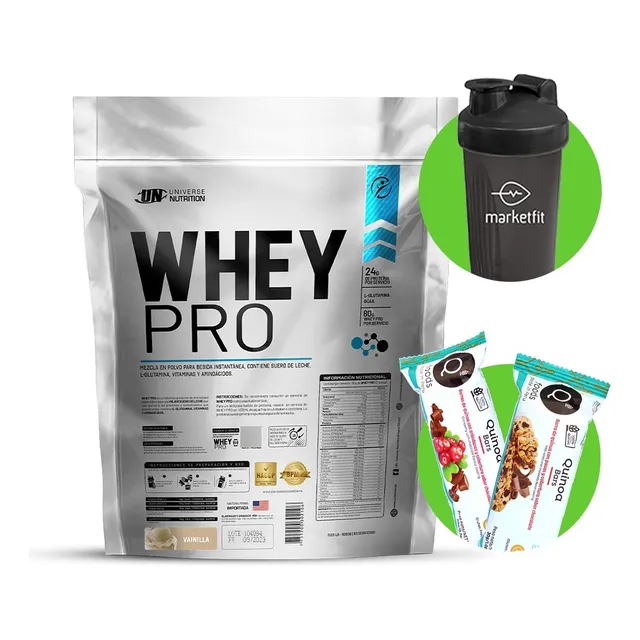 Proteina Whey Pro 5kg Vainilla Un + Shaker + 02 Snacks