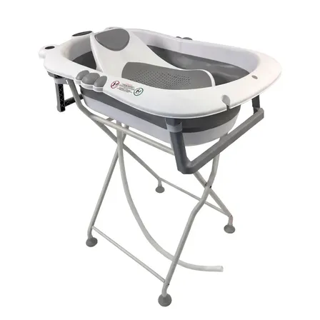 Banheira Bebê Dobrável Com Suporte Redutor Assento E Termômetro Embutido Até 20kg Melon Maxi Baby - Cinza